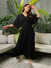 Black Kimono Sleeve Maxi Dress-SFDRSS12690