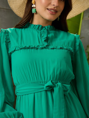 Green Tiered Maxi Dress-SFDRSS12693