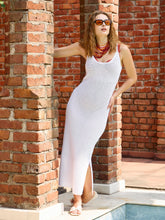 Off-White Crochet Round Neck Strappy Beach Maxi-SASSAFRAS