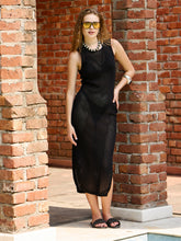 Black Crochet Round Neck Sleeveless Beach Maxi-SASSAFRAS
