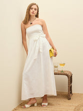 White Schiffli Smocking Detail Midi Dress-SASSAFRAS