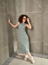 Green Rib Sleeveless Hooded Maxi Dress-SASSAFRAS
