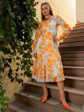 Yellow Floral Square Neck Maxi Dress-SASSAFRAS