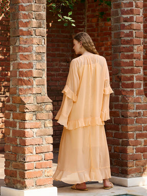 Peach Solid Loose Fit Maxi Dress-SASSAFRAS