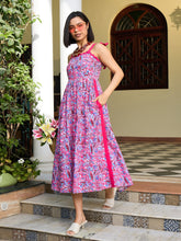 Pink Paisley Strappy Tie-up Midi Dress-Pink Paprika By SASSAFRAS