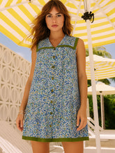 Women White Ditsy Floral Button Down Short Dress