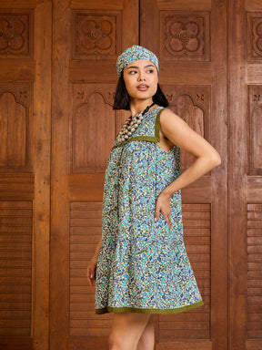 White Ditsy Floral Button Down Short Dress-Pink Paprika By SASSAFRAS