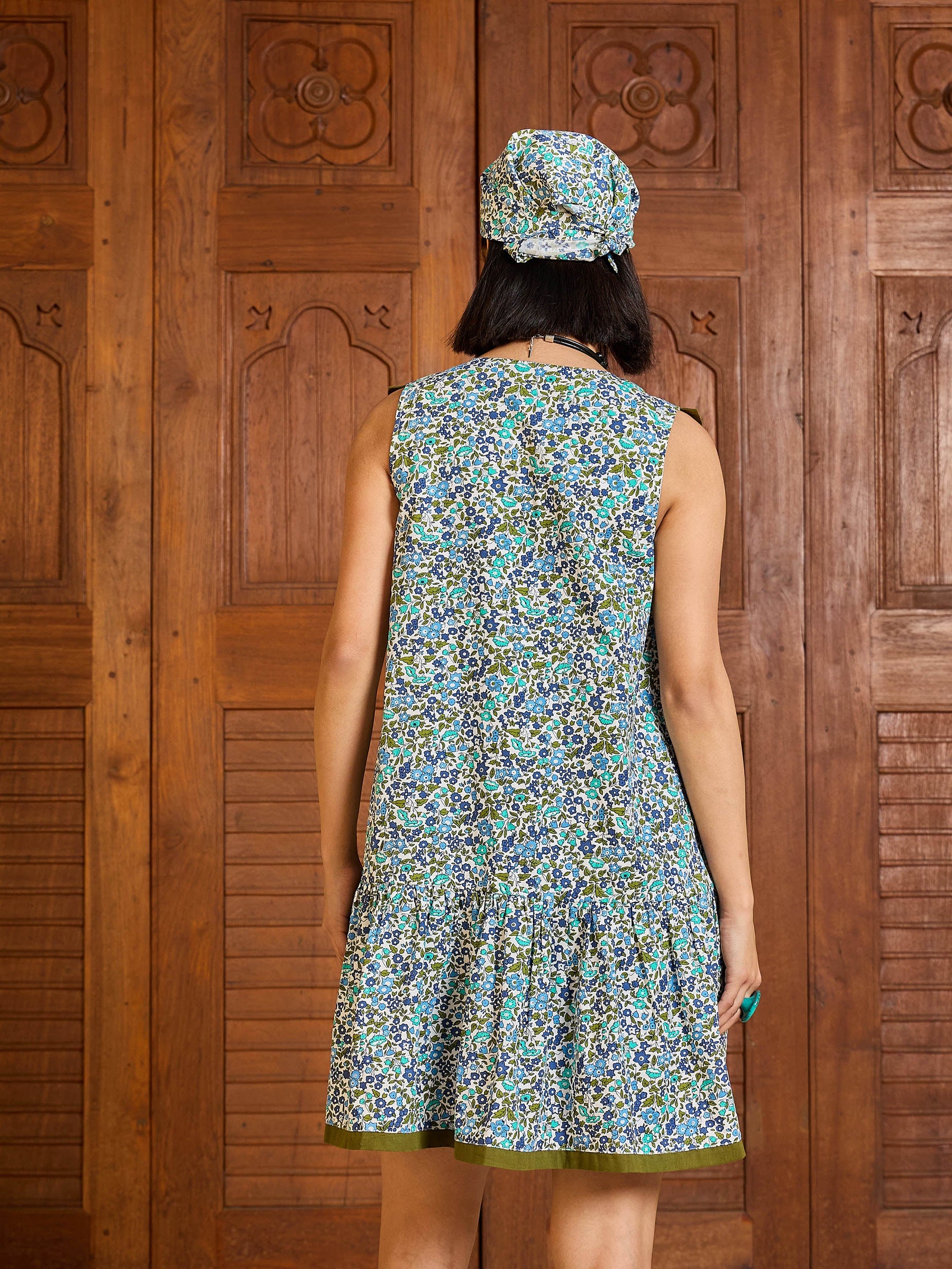 White Ditsy Floral Button Down Short Dress-Pink Paprika By SASSAFRAS