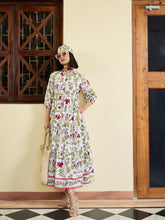 White Floral Front Button Tired Maxi Dress-Pink Paprika By SASSAFRAS