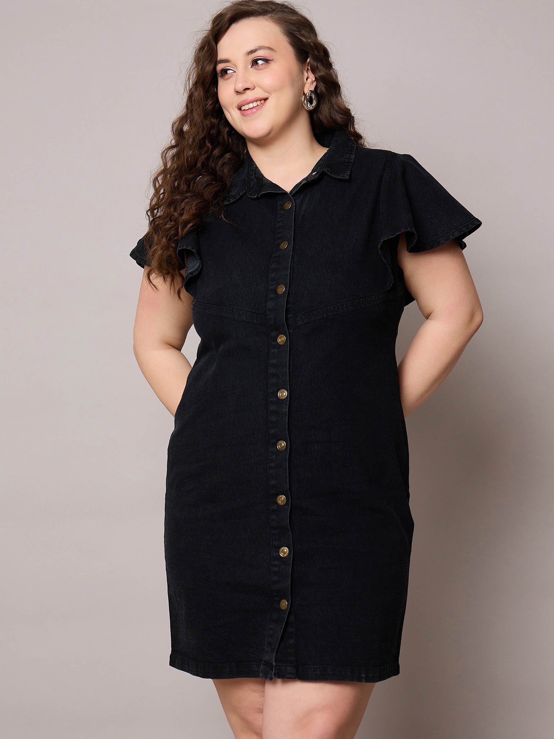 black denim shirt dress chouyatou Women's Summer Casual Roll Up Long Sleeve Loose Maxi Shift Jean Dress (Small, Black) at Amazon Women's Clothing store The addition of chest pockets adds a functional touch Closed Denim Shirt Dress |