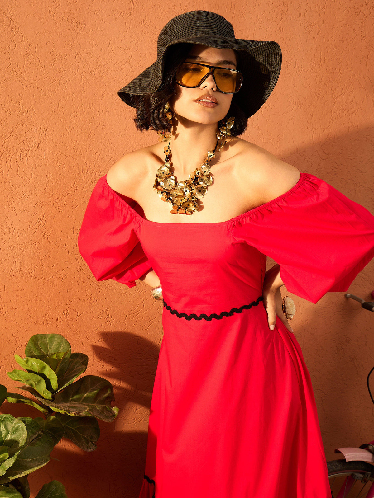 Red Ric Rac Lace Square Neck Maxi Dress-Pink Paprika By SASSAFRAS