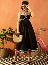Black Ric Rac Lace Strappy Midi Dress-Pink Paprika By SASSAFRAS