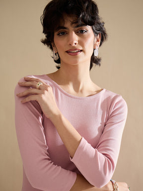 Pink Rib Ruffle Hem Short Dress-SASSAFRAS