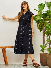 Black Embroidered Button Down Midi Dress-Pink Paprika By SASSAFRAS