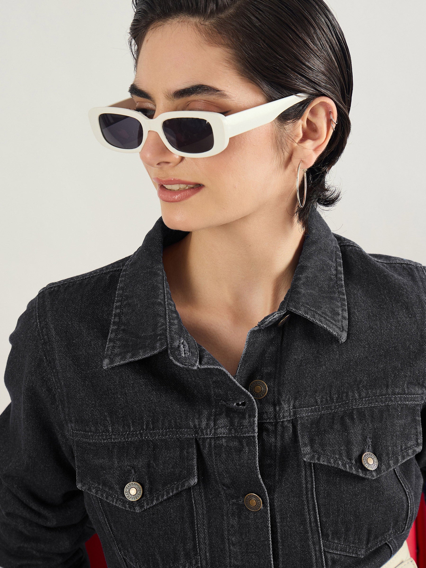 Black Washed Denim Flap Pocket Short Dress-SASSAFRAS