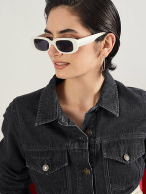 Black Washed Denim Flap Pocket Short Dress-SASSAFRAS