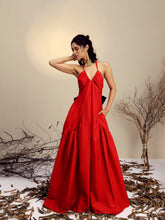 Red Poplin Back Bow Strappy Maxi Dress-Pink Paprika By SASSAFRAS