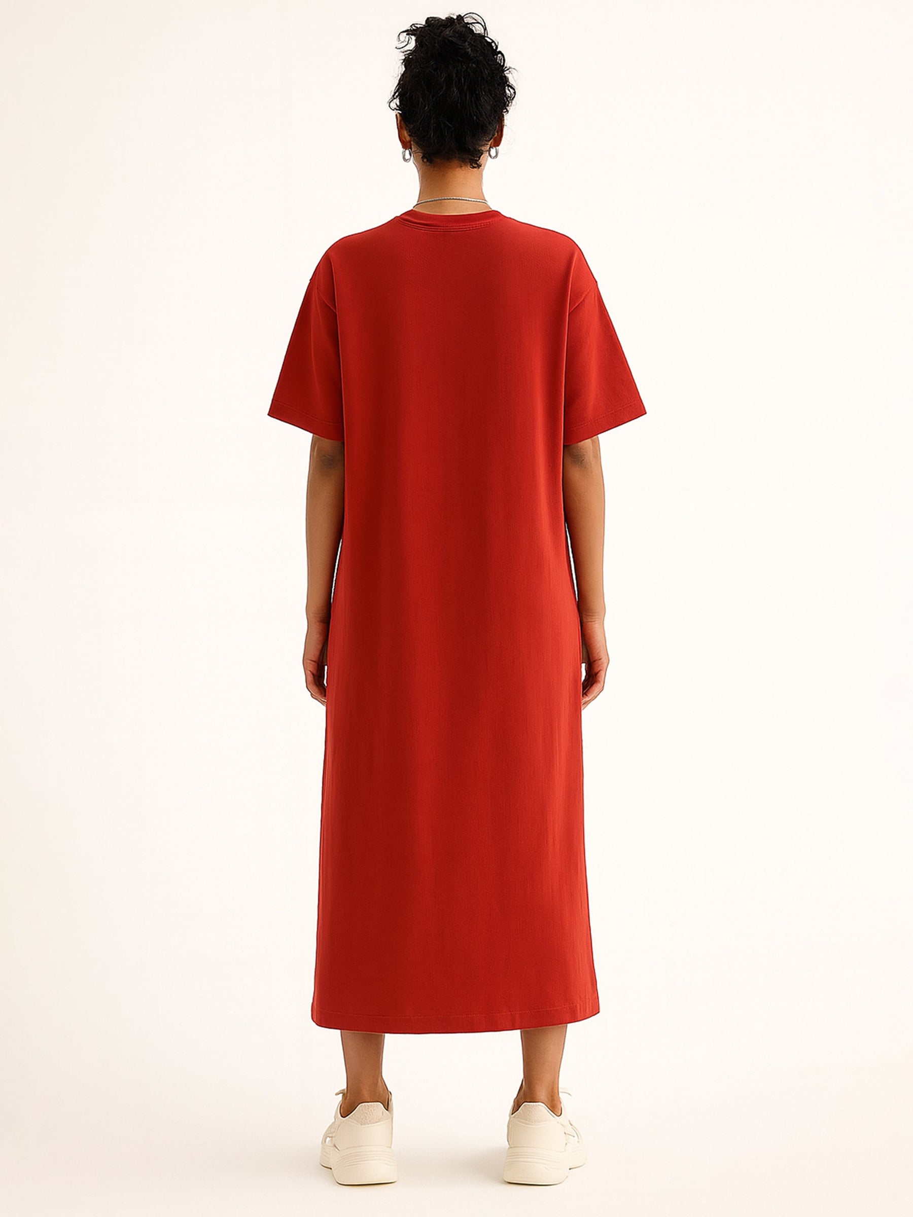 Red Oversized T-Shirt Dress-SASSAFRAS BASICS