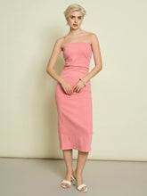 Pink Denim Tube Dress-SASSAFRAS