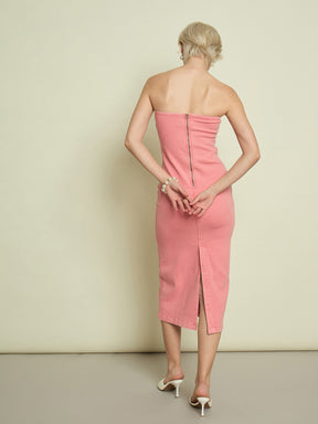 Pink Denim Tube Dress-SASSAFRAS