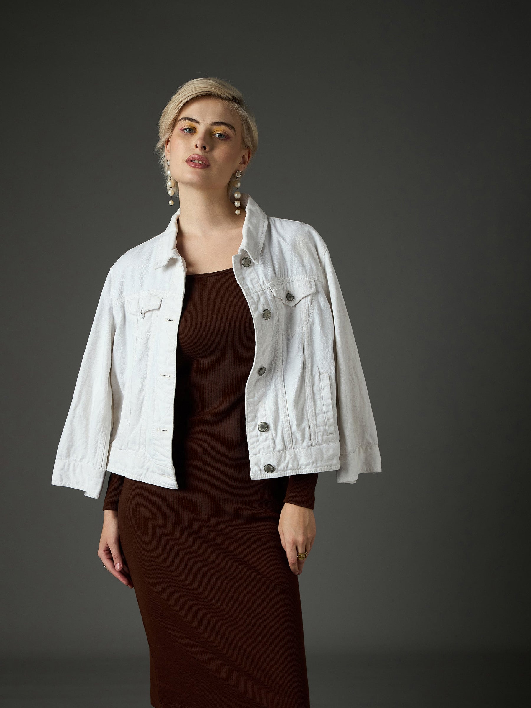 Dark Brown Rib Puff Sleeves Square Neck Bodycon Dress-SASSAFRAS