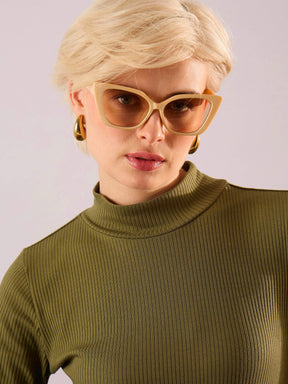 Olive Rib High Neck Maxi Dress-SASSAFRAS