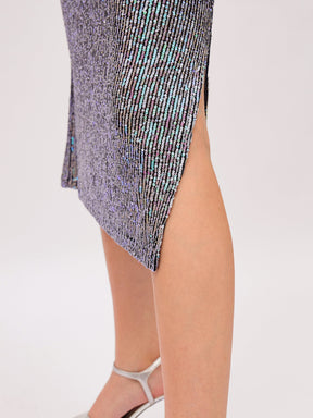 Black Multi color Sequin Halter Neck Midi Dress-SASSAFRAS