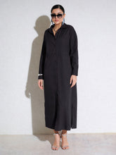 Black Poplin Longline Shirt Dress-SASSAFRAS