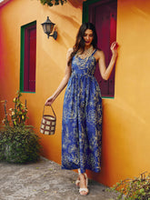 Blue & Off White Floral Strappy Maxi Dress-Pink Paprika By SASSAFRAS