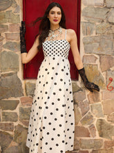 White & Black Polka Dot Strappy Maxi Dress-Pink Paprika By SASSAFRAS
