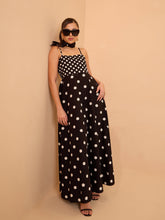 Black & White Polka Dot Strappy Maxi Dress-Pink Paprika By SASSAFRAS