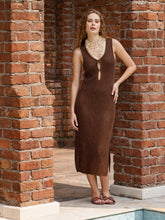 Brown Crochet Sleeveless Beach Midi-SASSAFRAS