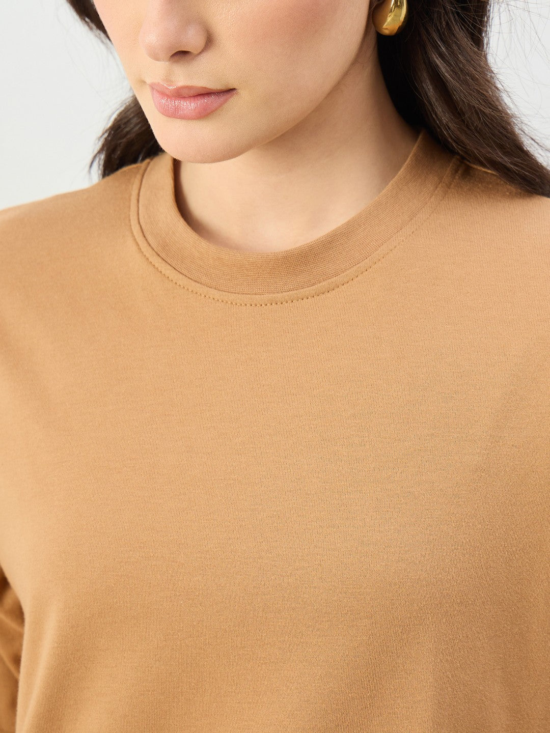 Tan Oversized T-Shirt Dress-SASSAFRAS BASICS