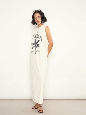 Off-White ALOHA Print Sleeveless T-Shirt Dress-SASSAFRAS 