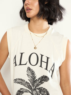 Off-White ALOHA Print Sleeveless T-Shirt Dress-SASSAFRAS 