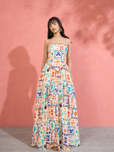 Off White Motif Print Strappy Drop-Waist Maxi Dress-Pink Paprika by SASSAFRAS