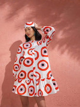 Red Evil Eye Print Shirt Dress-Pink Paprika by SASSAFRAS