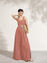 Brown Pin Stripe Maxi Dress-Pink Paprika by SASSAFRAS