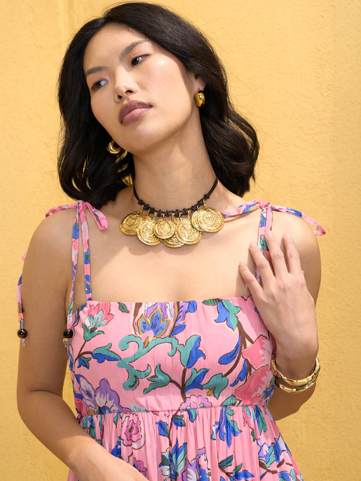 Pink Floral Strappy Tie-up Maxi Dress-Pink Paprika by SASSAFRAS
