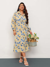 Yellow Floral Longline Shirt Dress-SASSAFRAS Curve