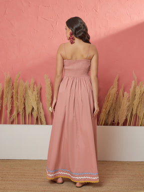Onion Pink Ric Rac Lace Strappy Maxi Dress-Pink Paprika by SASSAFRAS