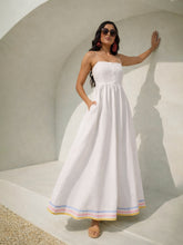 White Ric Rac Lace Strappy Maxi Dress-Pink Paprika by SASSAFRAS