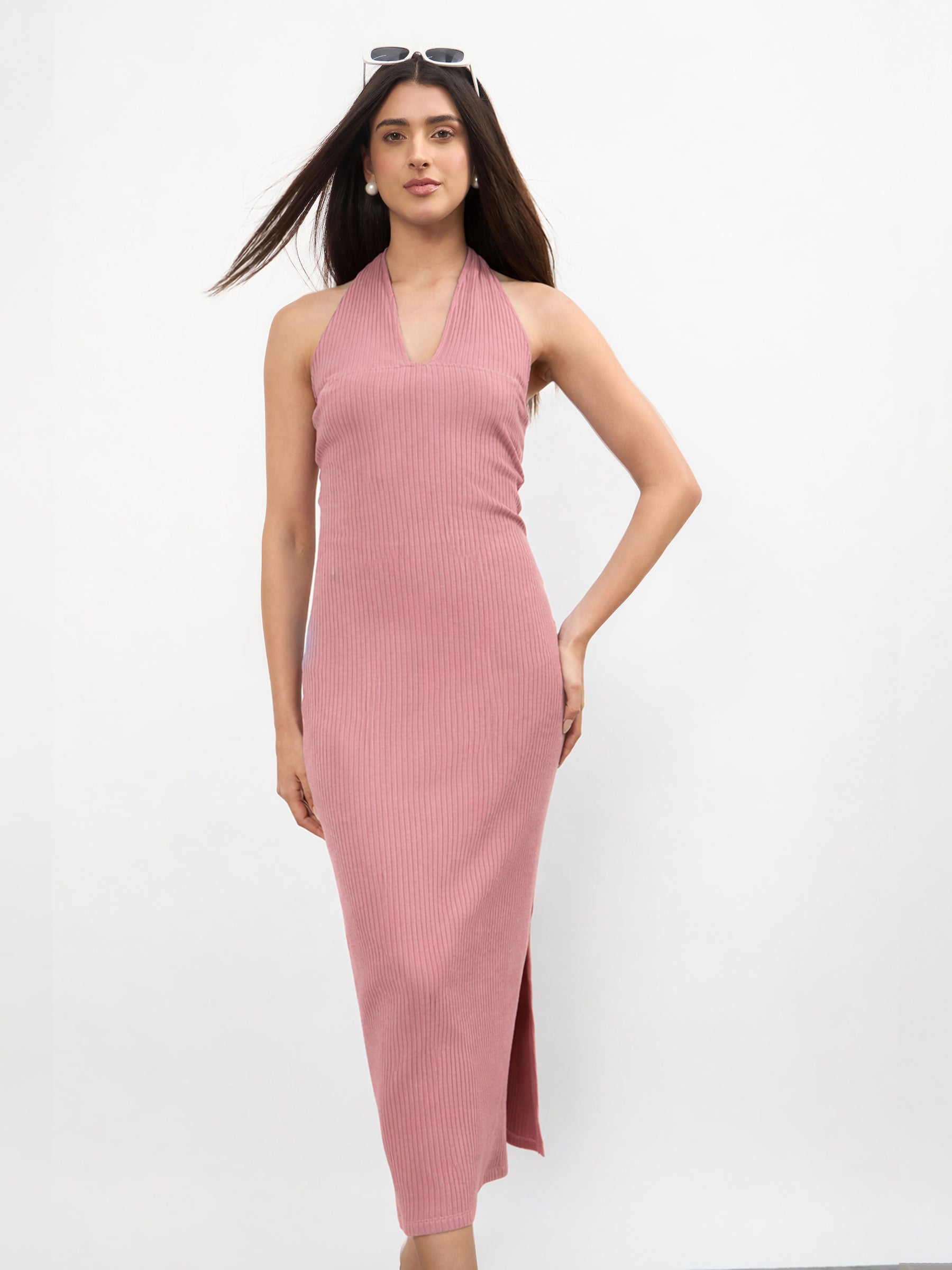 pink halter neck bodycon dress Buy Women Pink Halter Neck Bodycon Midi Dress Online at Best Price
