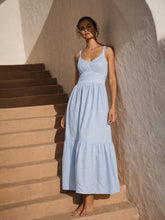Blue Sweetheart Neck Strappy Maxi Dress-SASSAFRAS