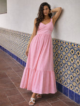 Pink Sweetheart Neck Strappy Maxi Dress-SASSAFRAS