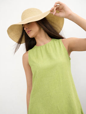 Green Solid Sleeveless A-Line Maxi Dress -SASSAFRAS