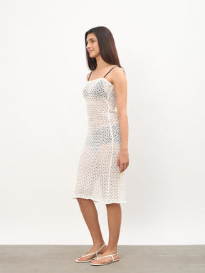 White Crochet Tube Beach Midi Dress -SASSAFRAS