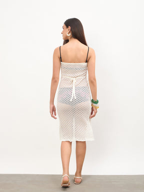White Crochet Tube Beach Midi Dress -SASSAFRAS
