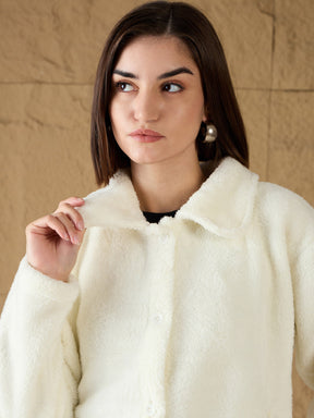 Off White Fur Flap Pockets Jacket-SASSAFRAS