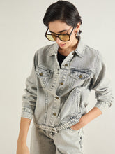 Washed Grey Basic Denim Regular Jacket-SASSAFRAS BASICS